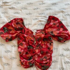 H&M Floral Red Top